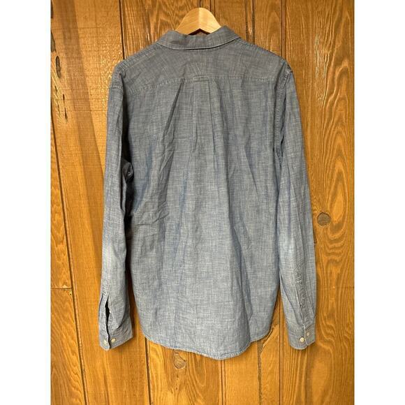 Land’s End Men’s Button Down Tailored Fit Denim Long Sleeve Business Shirt - Picture 6 of 6